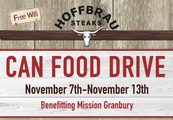 Can Food Drive

November 7th - November 13th

Benefititing Mission Granbury