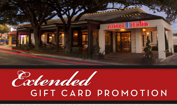 Princi Italia

Extended Gift Card Promotion