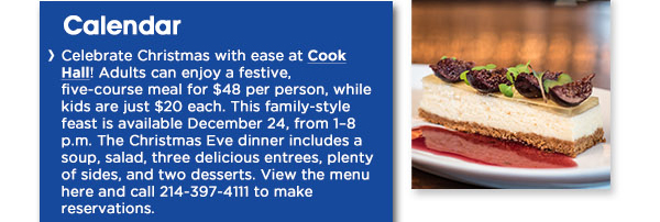 Cook Hall Dallas
							See image for article
							http://www.cookhalldallas.com/