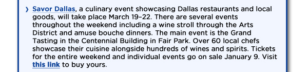 Savor Dallas
							See image for article
							www.savordallas.com