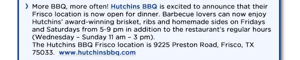 Hutchins BBQ
							See image for article