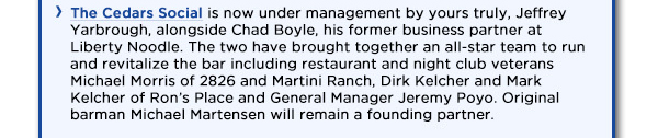 The Cedars Social
							See image for article