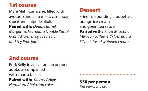 $50 per person plus service and tax
							 See image for full details