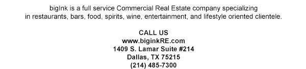 1409 S. Lamar Suite #14
							Dallas, TX 75215
							www.biginkpr.com