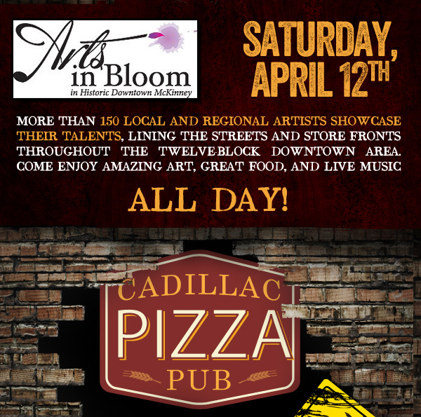 Arts in Bloom - Saturday, April 12th

More than 150 Local and Regional Artists showcase their talents, lining the streets and store fronts throughout the twelve block downtown area. Come enjoy amazing art, great food, and live music ALL DAY!
