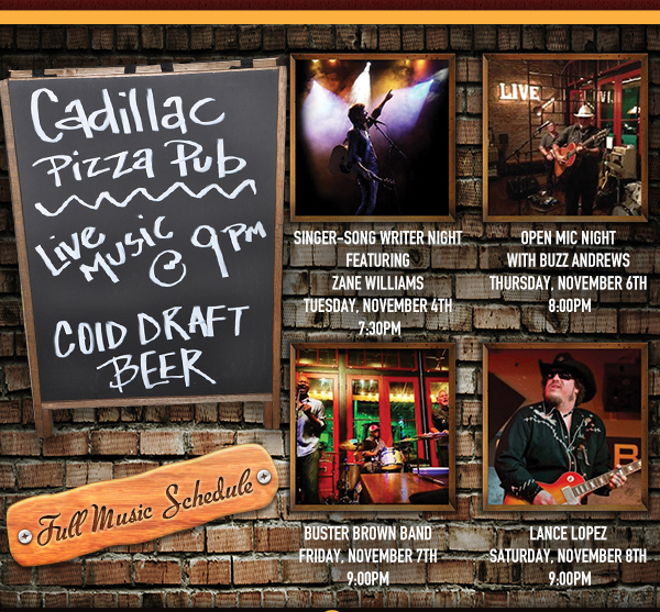 Live Music @ 9pm
							See image or click here for full music schedule