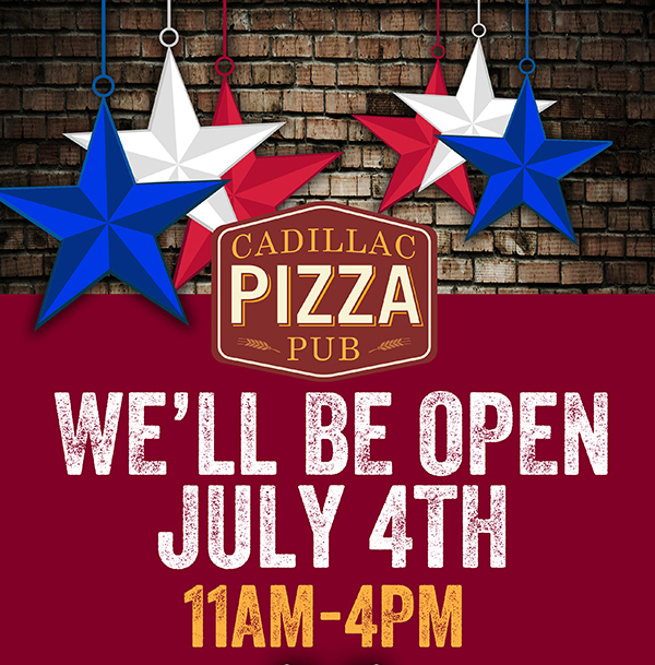 We'll be open July 4th 11am - 4pm
							 See image for full details