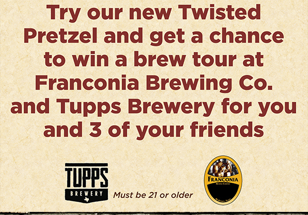 Twisted Challenge
							 All February
							 Enter a raffle for a day
							 of brew tours including transportation and Caddy Shwag
							 See image for full details