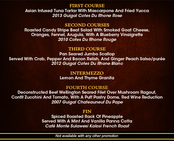 See image for menu