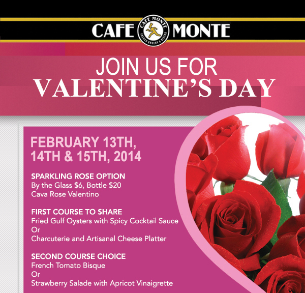 Join us for Valentine's Day
							See image for full details