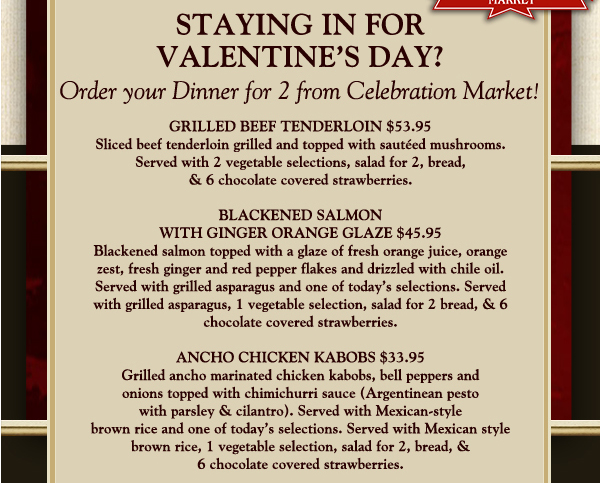 Staying in for Valentine's Day?
							 See image for details