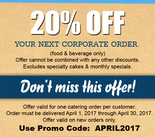 20% off your next corporate order
							 See image for details