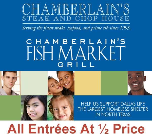 All entrees at 1/2 price