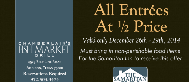 All Entrees at 1/2 price
							See image for details