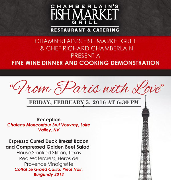 Fine Wine Dinner
							 and Cooking Demonstration
							 See image for details