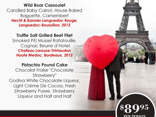 $89.95 per person
							 plus tax and gratuity
							 See image for details