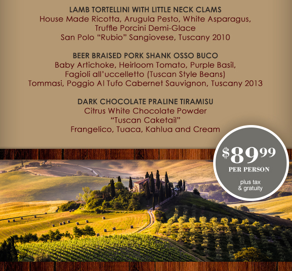 $89.99 per person
							 plus tax and gratuity
							 See image for details