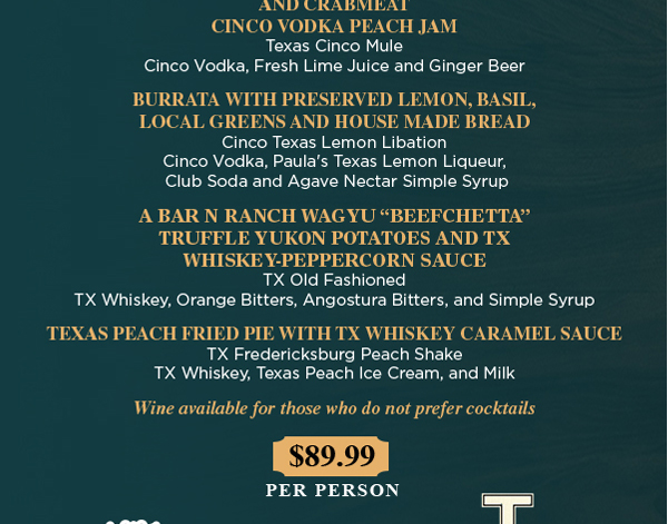 $89.99 per person
							 Plus tax and gratuity
							 See image for details