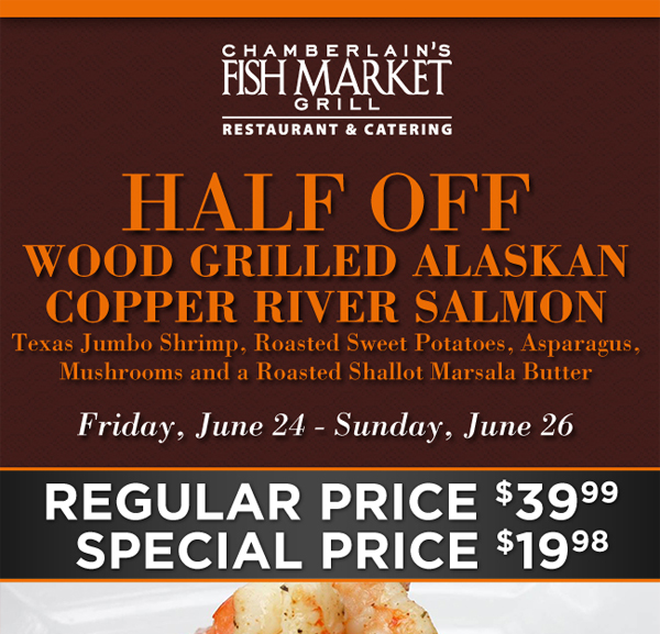 Half Off Wood Grilled Alaskan Copper River Salmon
							 See image for details