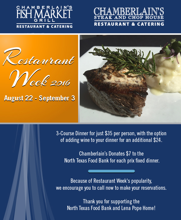 Restaurant Week 2016
							 August 15 - September 2
							 See image for full disclaimer