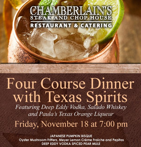 Four Course Dinner with Texas Spirits
							 See image for details