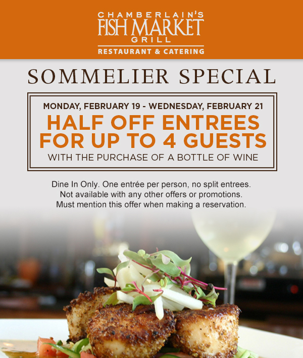 Half Off Entrees for up to 4 Guests
							 See image for details
