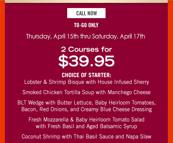 Make Your Reservations Today! www.chamberlainssteakhouse.com