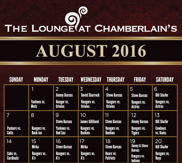 July Events Calendar
							 See image for full details and disclaimer