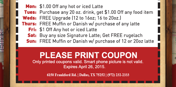 Daily Specials Week of April 20
							 See image for details