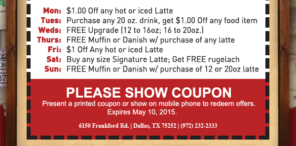 Daily Specials Week of May 4
							 See image for details