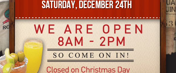 We are open 7am - 2:30pm
							 See image for full details