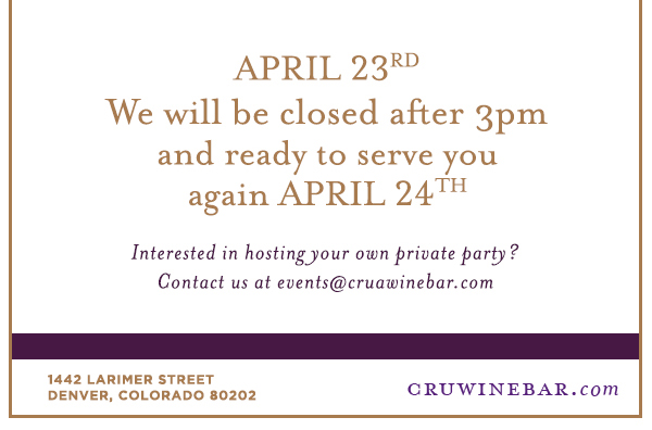 Find Your Location and Reserve! www.cruwinebar.com/locations-2