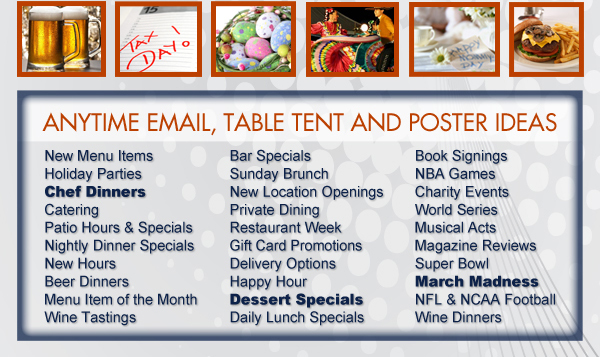 Anytime Email, Table Tent and Poster Ideas