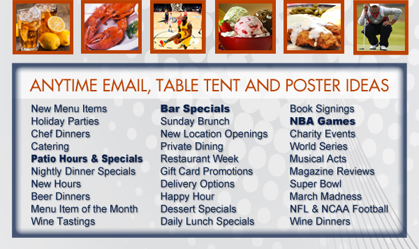 Anytime Email, Table Tent and Poster Ideas