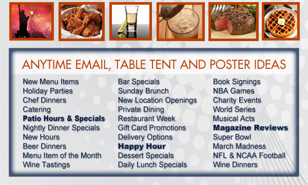 Anytime Email, Table Tent and Poster Ideas