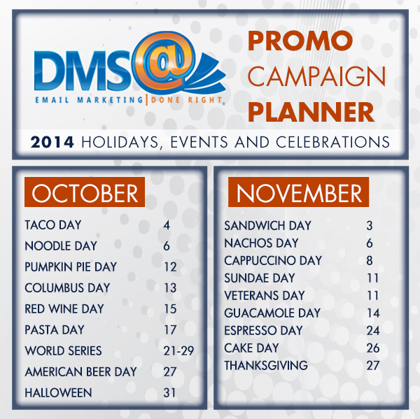Promo Campaign Planner
							October & November Events