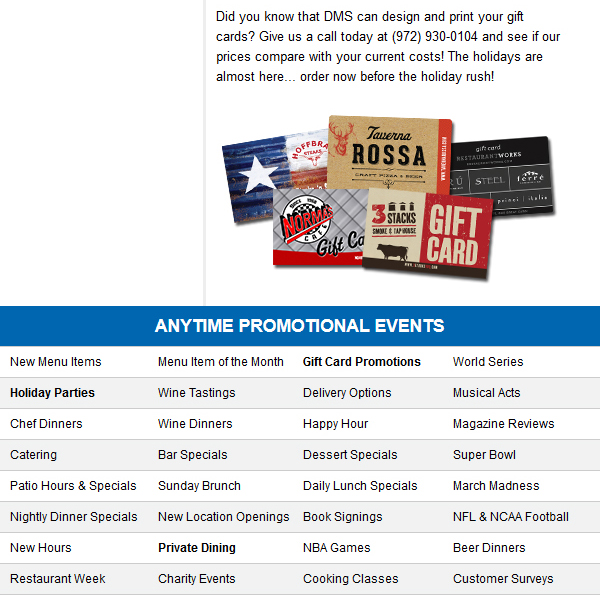 Promo Campaign Planner
							October & November Events
