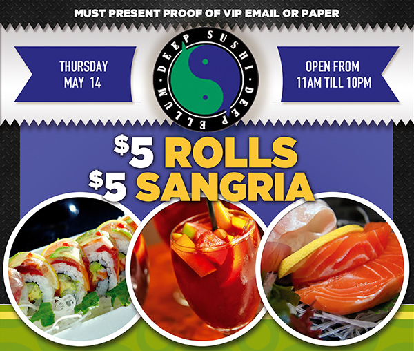 VIP Sushi Event on Thursday, May 14