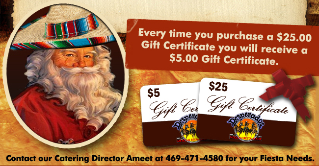 Every time you purchase a $25 gift certificate you will
							receive a $5 gift certificate
							See image for details