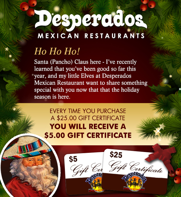Ho ho ho! Pancho Clause here
							 See image for full details
