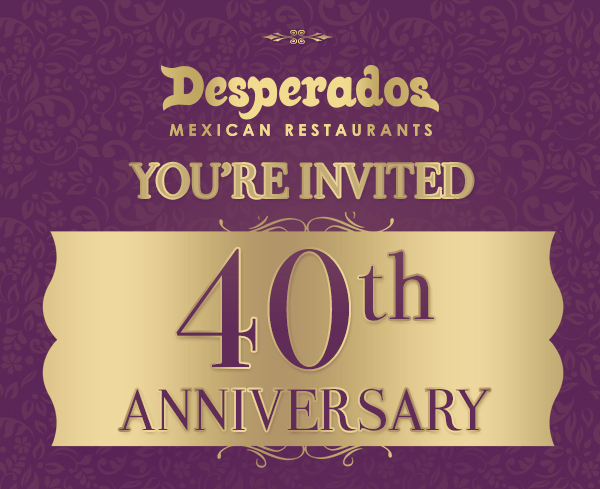 You're Invited
							 40th Anniversary
							 See image for full details