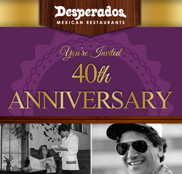 You're Invited
							 40th Anniversary
							 See image for full details