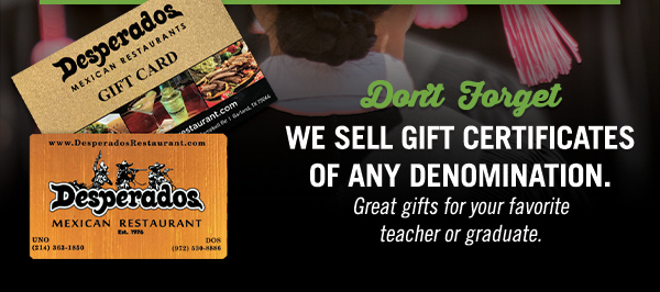 Order Online Today! www.desperadosrestaurant.com/locations/#order - Serving our authentic family traditions for over 40 years.