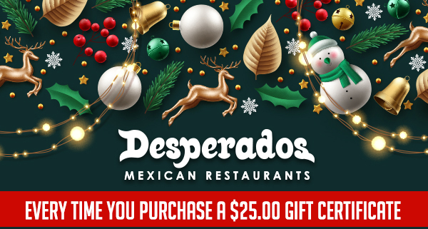 Order Online Today! www.desperadosrestaurant.com/locations/#order - Serving our authentic family traditions for over 40 years.