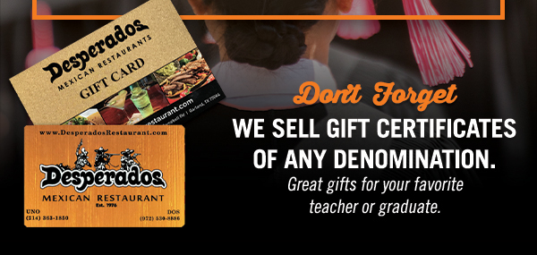 Order Online Today! www.desperadosrestaurant.com/locations/#order - Serving our authentic family traditions for over 40 years.
