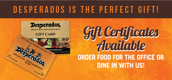 Order Online Today! www.desperadosrestaurant.com/locations/#order - Serving our authentic family traditions for over 40 years.