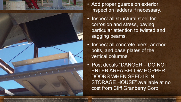Remove rust and corrosion
							 Add proper guards
							 Inspect all structural steel
							 Inspect all concrete piers
							 Post decals
							 See image for full details