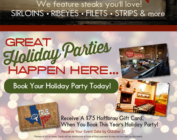Hoffbrau Happy Hour
							 Limited Time Only - Fresh Grilled Salmon $15.75
							 See image for full details