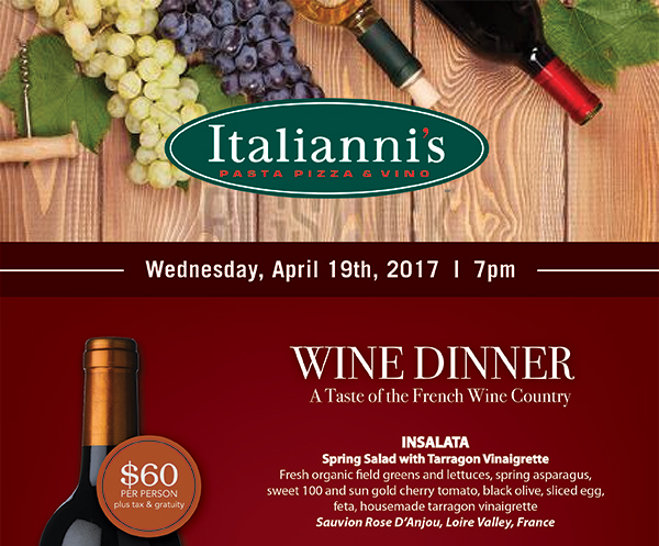April Wine Dinner
							 See image for full details