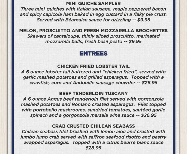 Menu
							 See image for full details